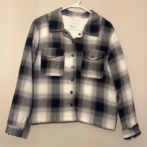 NWOT Lucky Brand Black and White Plaid Utility Jacket